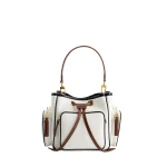 Mlouye Quad - Crinkled White Bag a Architectural Leather Handbag in White at Coveti Luxury