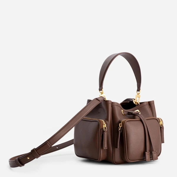 Mlouye Quad - Espresso Bag a Architectural Leather Handbag in Brown at Coveti Luxury