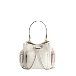 Mlouye Quad - Grained Cream Bag a Architectural Leather Handbag in Ivory at Coveti Luxury