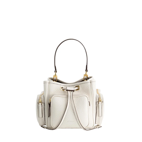 Mlouye Quad - Grained Cream Bag a Architectural Leather Handbag in Ivory at Coveti Luxury