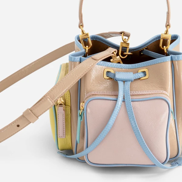 Mlouye Quad - Mermaid Multicolor Bag a Architectural Leather Handbag in Multicolour at Coveti Luxury