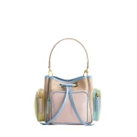 Mlouye Quad - Mermaid Multicolor Bag a Architectural Leather Handbag in Multicolour at Coveti Luxury