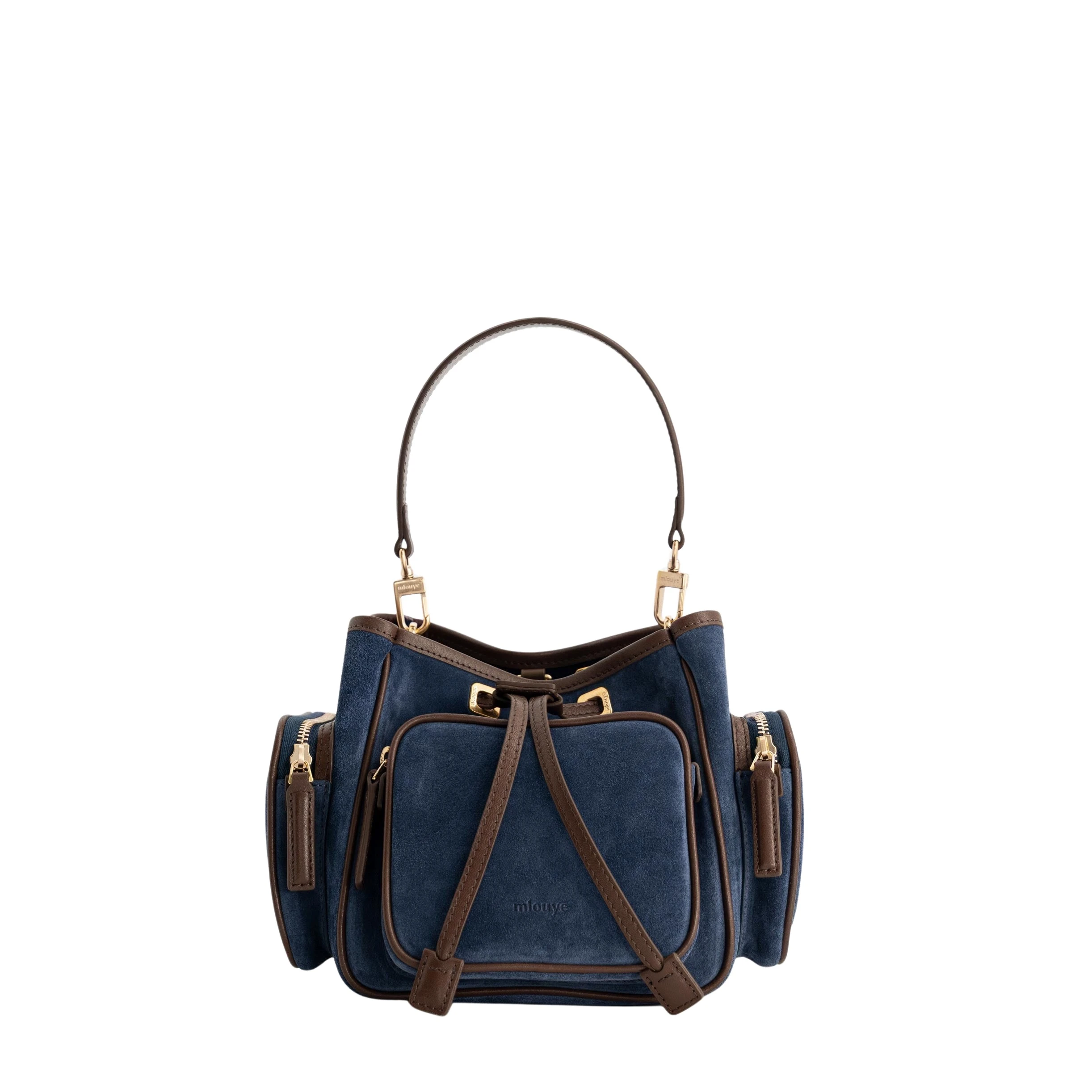 mlouye-Quad-Suede-Marine-Bags72795_nobg Mlouye Quad - Suede Marine Bag a Architectural Leather Handbag in Blue at Coveti Luxury