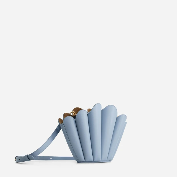 Mlouye Seashell Crossbody - Arctic Bag a Architectural Leather Handbag in Blue at Coveti Luxury