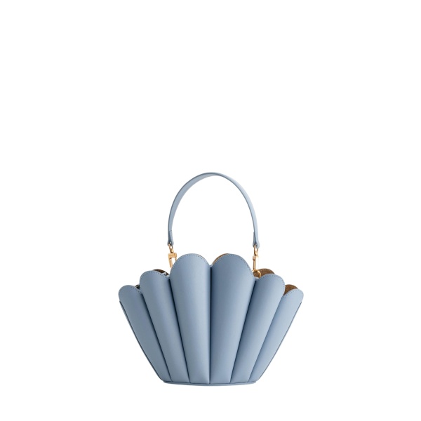 Mlouye Seashell Crossbody - Arctic Bag a Architectural Leather Handbag in Blue at Coveti Luxury