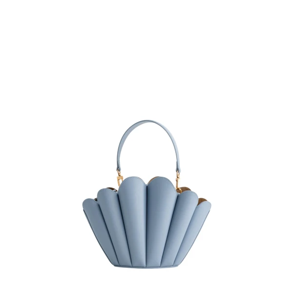 Mlouye Seashell Crossbody - Arctic Bag a Architectural Leather Handbag in Blue at Coveti Luxury