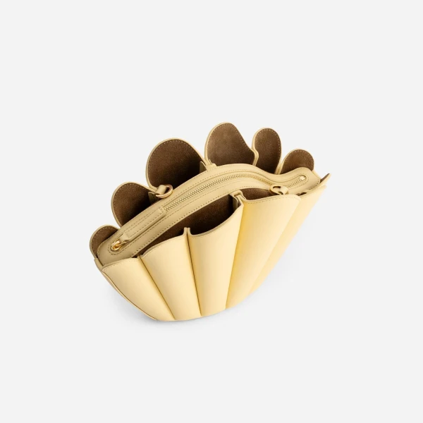 Mlouye Seashell Crossbody - Butter Bag a Architectural Leather Handbag in Yellow at Coveti Luxury