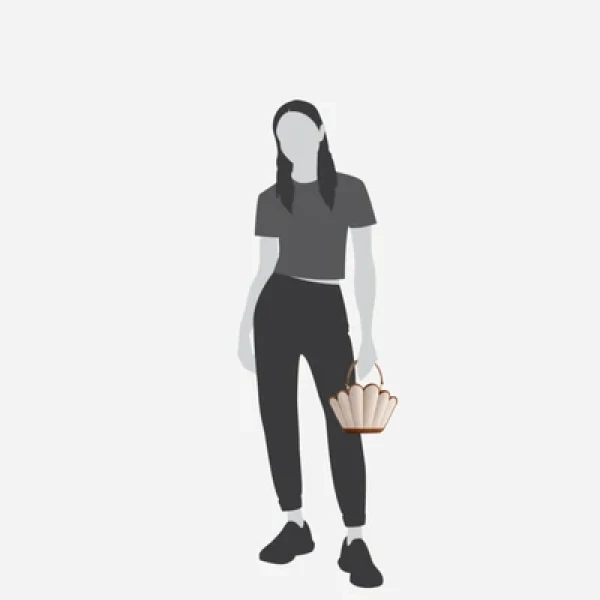 Mlouye Seashell Crossbody - Canvas Bag a Architectural Leather Handbag in Beige at Coveti Luxury