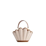 Mlouye Seashell Crossbody - Canvas Bag a Architectural Leather Handbag in Beige at Coveti Luxury