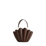 Mlouye Seashell Crossbody - Espresso Bag a Architectural Leather Handbag in Brown at Coveti Luxury
