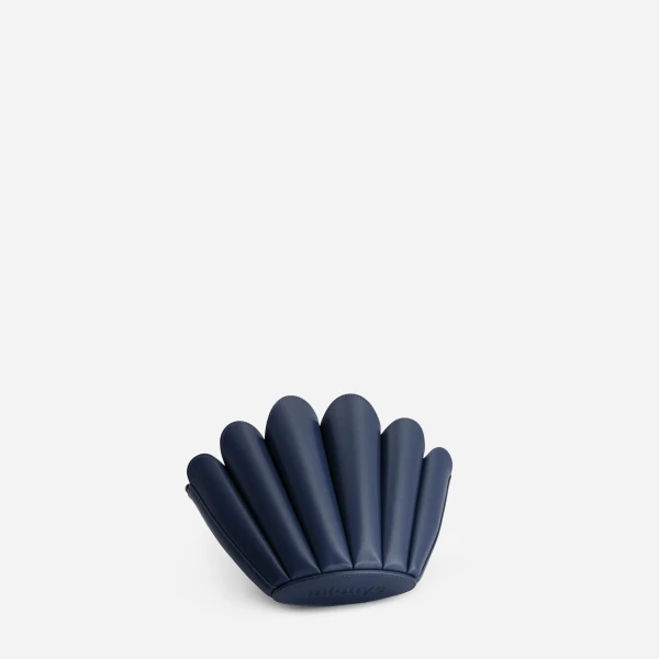 Mlouye Seashell Crossbody - Navy Bag a Architectural Leather Handbag in Blue at Coveti Luxury