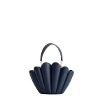 Mlouye Seashell Crossbody - Navy Bag a Architectural Leather Handbag in Blue at Coveti Luxury