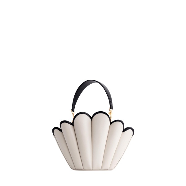 Mlouye Seashell Crossbody - Off White Bag a Architectural Leather Handbag in Ivory at Coveti Luxury