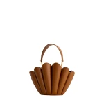 Mlouye Seashell Crossbody - Tan Bag a Architectural Leather Handbag in Brown at Coveti Luxury