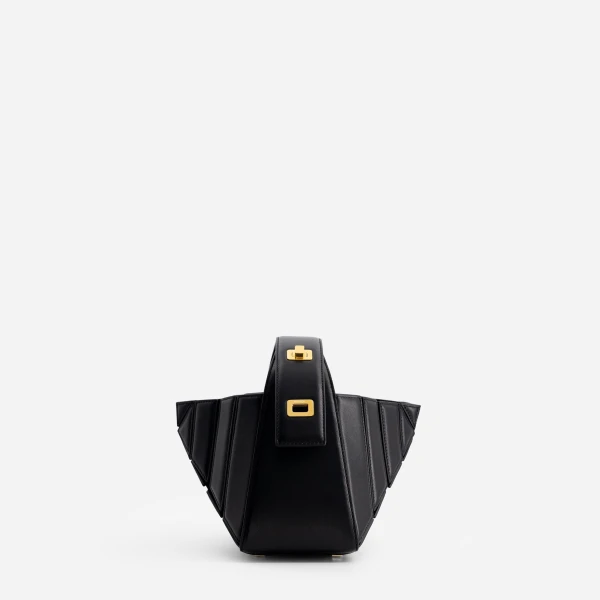 Mlouye Sera Mia - Black Bag a Architectural Leather Handbag in Black at Coveti Luxury