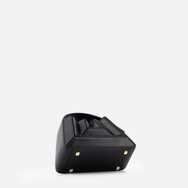 Mlouye Sera Mia - Black Bag a Architectural Leather Handbag in Black at Coveti Luxury
