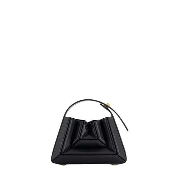 Mlouye Sera Mia - Black Bag a Architectural Leather Handbag in Black at Coveti Luxury