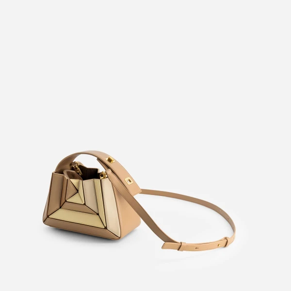 Mlouye Sera Mia - Buttermilk Bag a Architectural Leather Handbag in Brown at Coveti Luxury