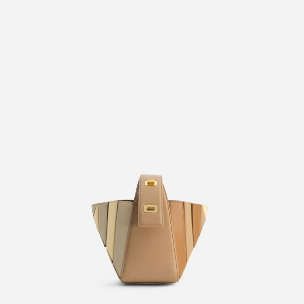 Mlouye Sera Mia - Buttermilk Bag a Architectural Leather Handbag in Brown at Coveti Luxury