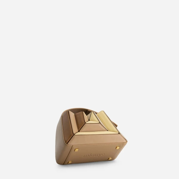 Mlouye Sera Mia - Buttermilk Bag a Architectural Leather Handbag in Brown at Coveti Luxury
