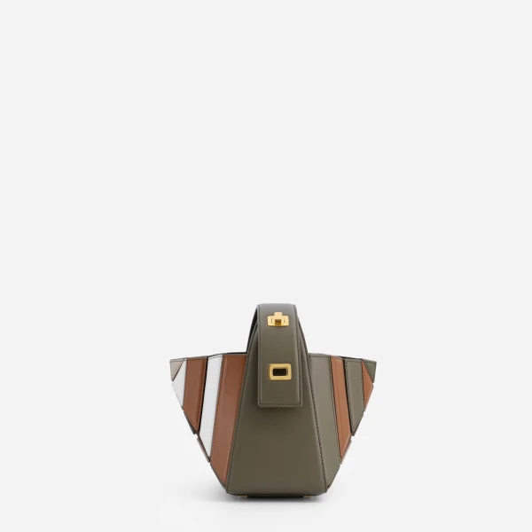 Mlouye Sera Mia - Camo Bag a Architectural Leather Handbag in Brown at Coveti Luxury