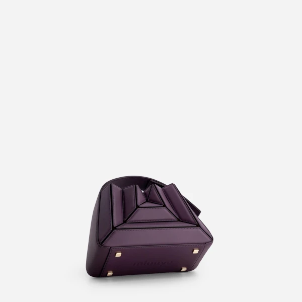 Mlouye Sera Mia - Dark Grapes Bag a Architectural Leather Handbag in Brown at Coveti Luxury