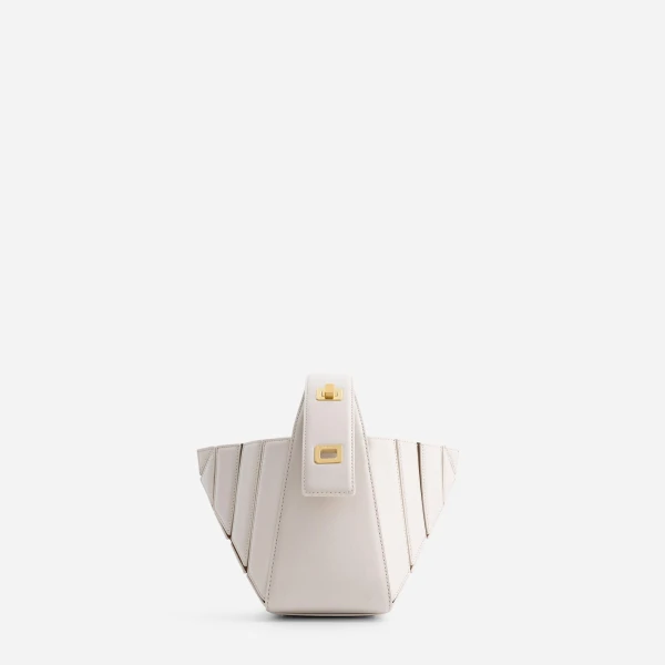 Mlouye Sera Mia - Dove Bag a Architectural Leather Handbag in White at Coveti Luxury