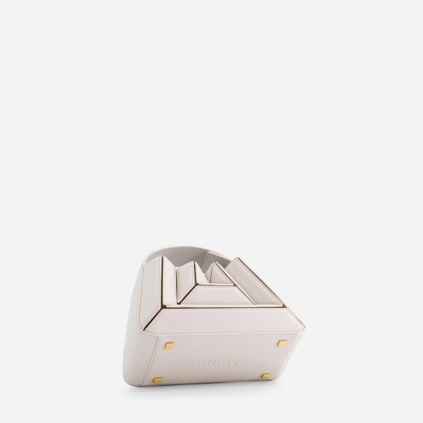 Mlouye Sera Mia - Dove Bag a Architectural Leather Handbag in White at Coveti Luxury