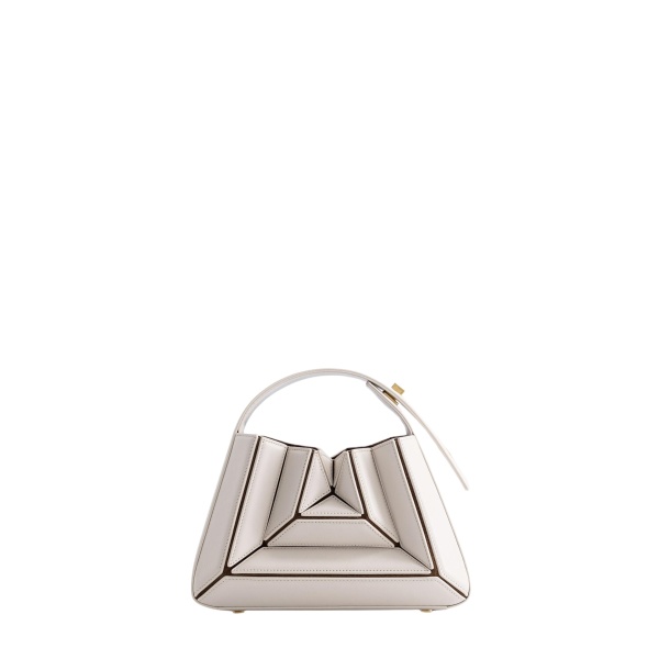 Mlouye Sera Mia - Dove Bag a Architectural Leather Handbag in White at Coveti Luxury