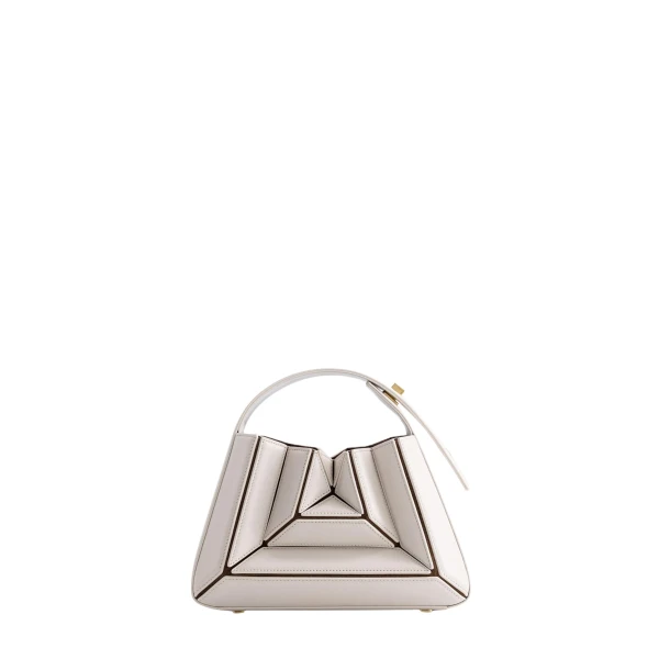 Mlouye Sera Mia - Dove Bag a Architectural Leather Handbag in White at Coveti Luxury
