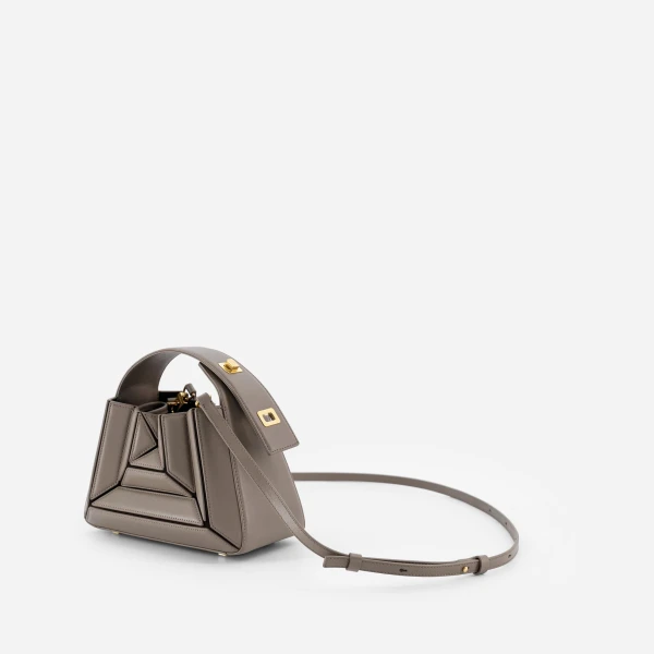 Mlouye Sera Mia - Earth Bag a Architectural Leather Handbag in Brown at Coveti Luxury