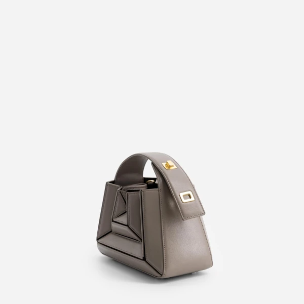 Mlouye Sera Mia - Earth Bag a Architectural Leather Handbag in Brown at Coveti Luxury