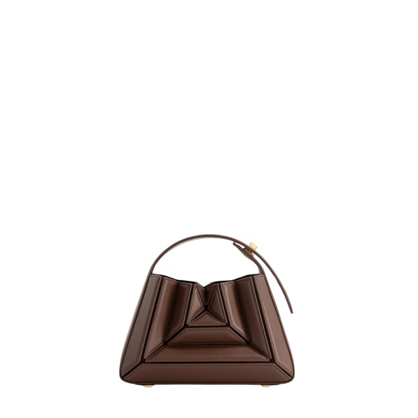 Mlouye Sera Mia - Espresso Bag a Architectural Leather Handbag in Brown at Coveti Luxury