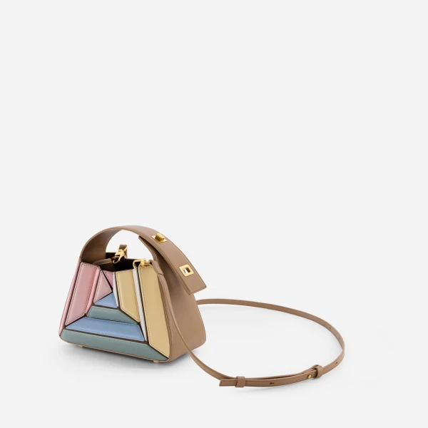 Mlouye Sera Mia - Gummy Bag a Architectural Leather Handbag in Multicolour at Coveti Luxury