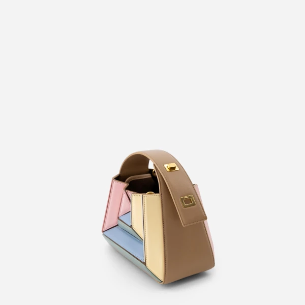 Mlouye Sera Mia - Gummy Bag a Architectural Leather Handbag in Multicolour at Coveti Luxury