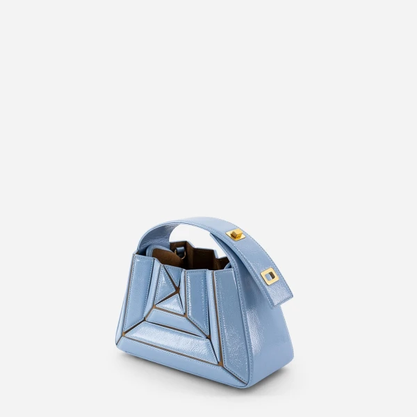 Mlouye Sera Mia - Mermaid Blue Bag a Architectural Leather Handbag in Blue at Coveti Luxury