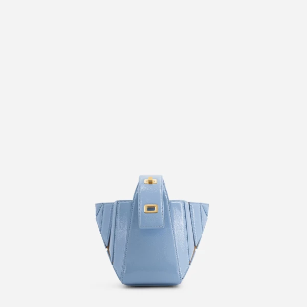 Mlouye Sera Mia - Mermaid Blue Bag a Architectural Leather Handbag in Blue at Coveti Luxury