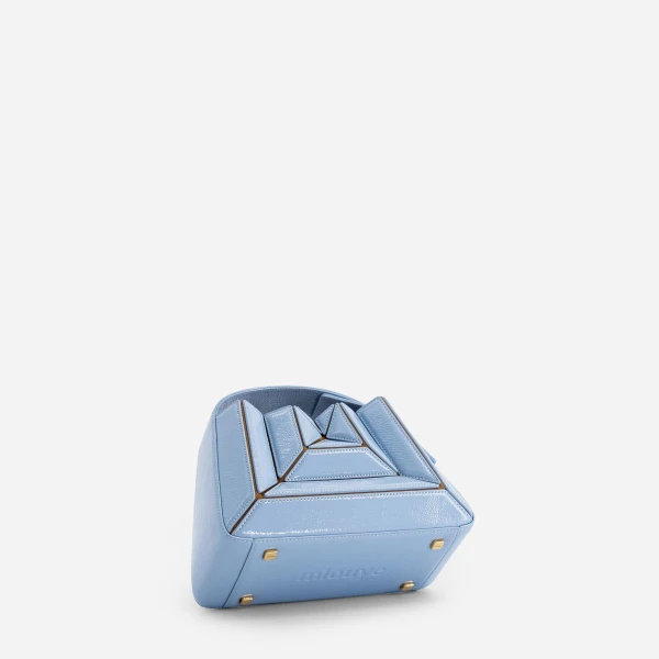 Mlouye Sera Mia - Mermaid Blue Bag a Architectural Leather Handbag in Blue at Coveti Luxury