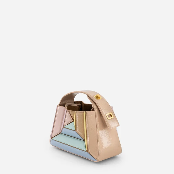 Mlouye Sera Mia - Mermaid Multicolor Bag a Architectural Leather Handbag in Multicolour at Coveti Luxury