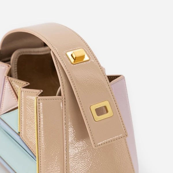 Mlouye Sera Mia - Mermaid Multicolor Bag a Architectural Leather Handbag in Multicolour at Coveti Luxury