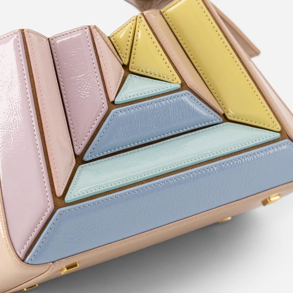 Mlouye Sera Mia - Mermaid Multicolor Bag a Architectural Leather Handbag in Multicolour at Coveti Luxury