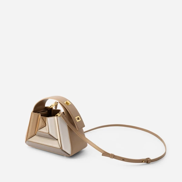 Mlouye Sera Mia - Milky Bag a Architectural Leather Handbag in Brown at Coveti Luxury