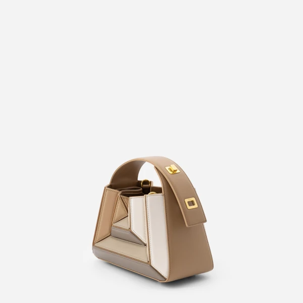 Mlouye Sera Mia - Milky Bag a Architectural Leather Handbag in Brown at Coveti Luxury