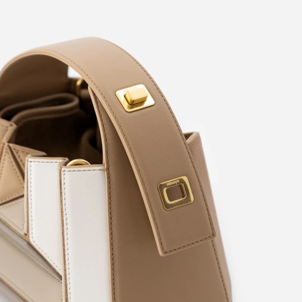 Mlouye Sera Mia - Milky Bag a Architectural Leather Handbag in Brown at Coveti Luxury