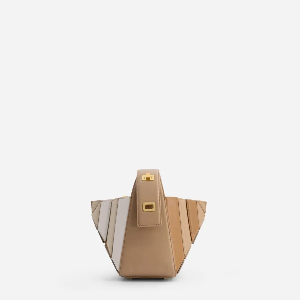 Mlouye Sera Mia - Milky Bag a Architectural Leather Handbag in Brown at Coveti Luxury