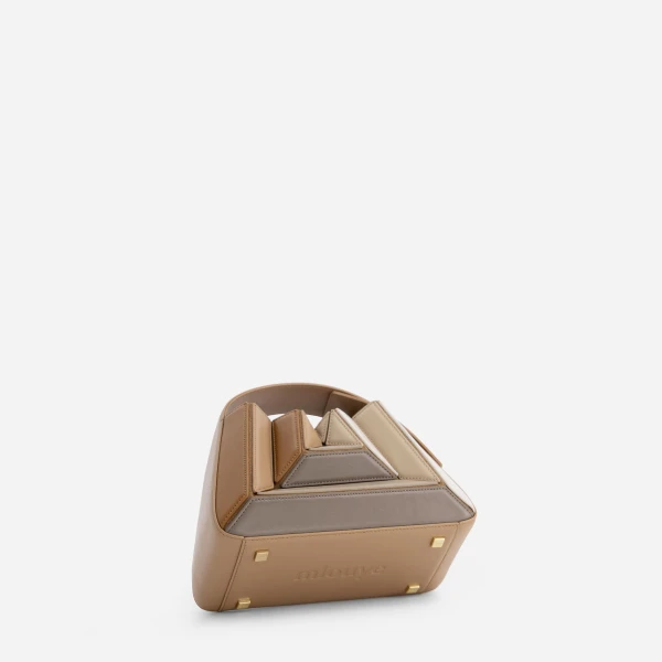 Mlouye Sera Mia - Milky Bag a Architectural Leather Handbag in Brown at Coveti Luxury