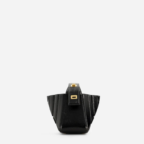 Mlouye Sera Mia - Naplak Black Bag a Architectural Leather Handbag in Black at Coveti Luxury