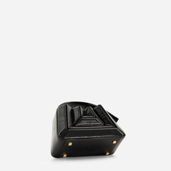 Mlouye Sera Mia - Naplak Black Bag a Architectural Leather Handbag in Black at Coveti Luxury