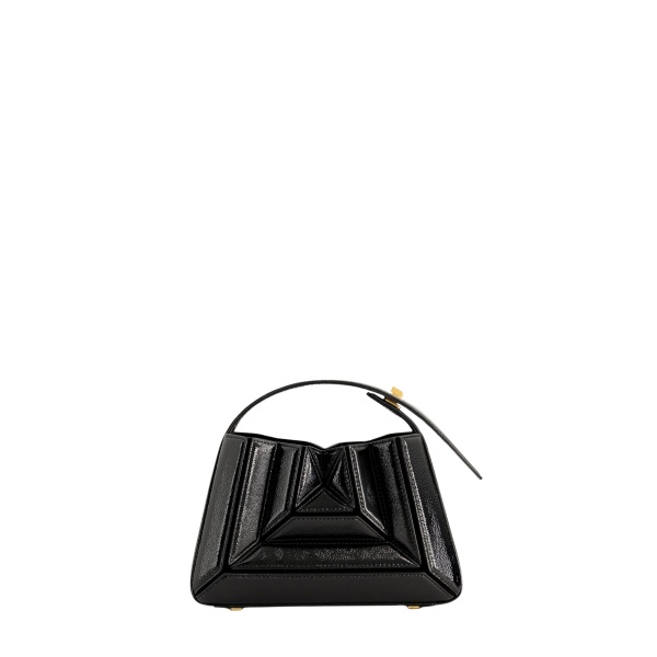Mlouye Sera Mia - Naplak Black Bag a Architectural Leather Handbag in Black at Coveti Luxury