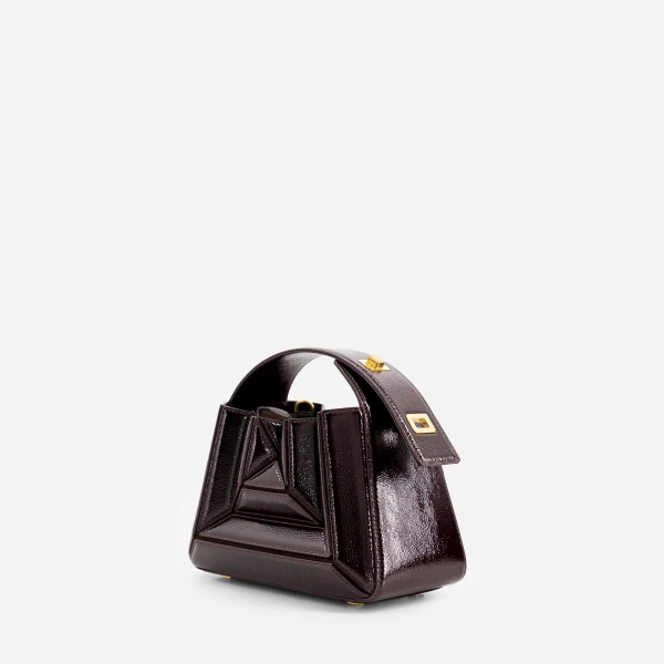 Mlouye Sera Mia - Naplak Bordeaux Bag a Architectural Leather Handbag in Red at Coveti Luxury